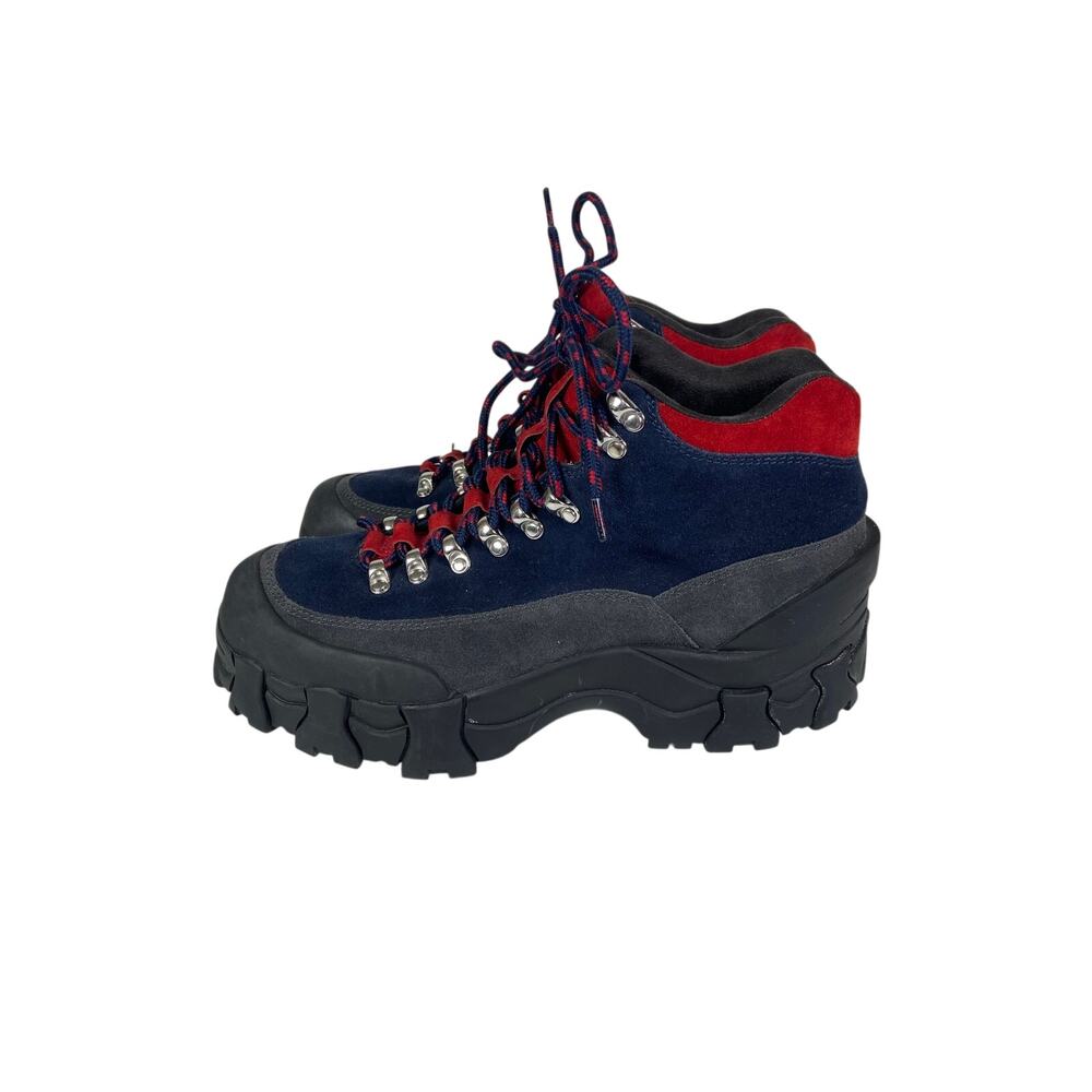 Jeffrey Campbell Snowstorm Hiking Winter Boots Suede Red Blue Size 9